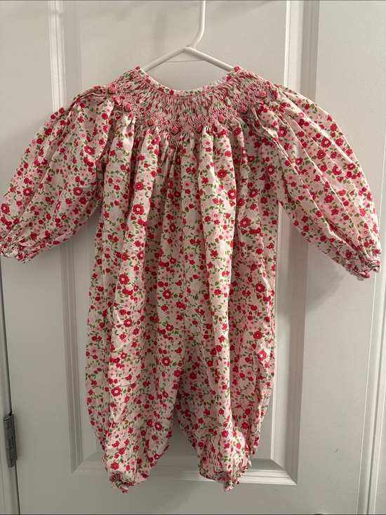 Delaney Other - Girls Floral Smocked One-Piece Bodysuit - Pink Floral
